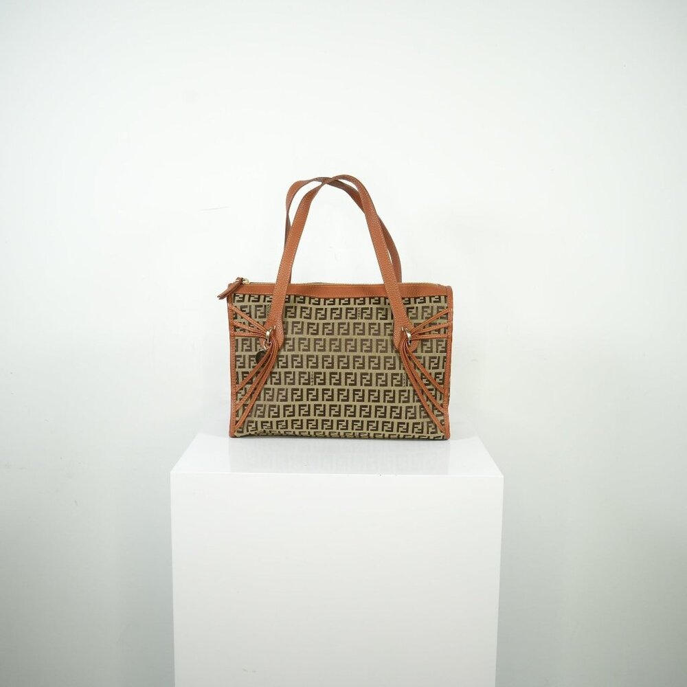 Fendi Zucchino Canvas Tote Bag Brown